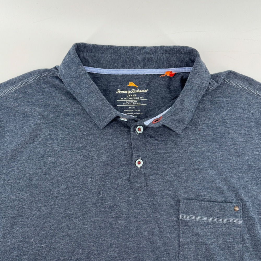 Tommy Bahama Heathered Navy Blue Polo Shirt